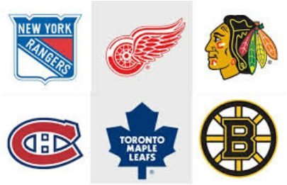 The Original Six NHL Hockey Teams Set of (6) Colorized Half